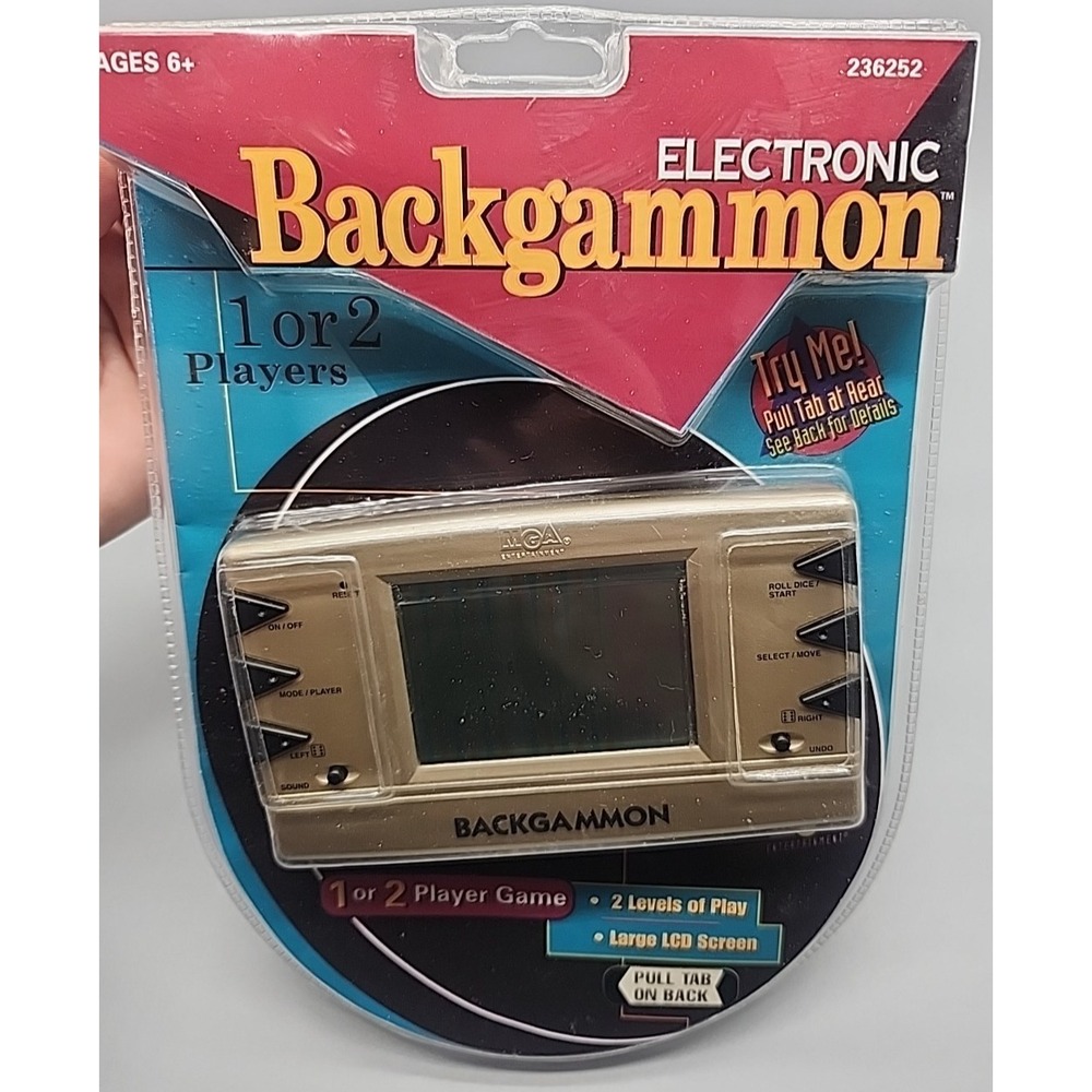Vintage Electronic Handheld Backgammon Game MGA Entertainment 1999 1-2 Players